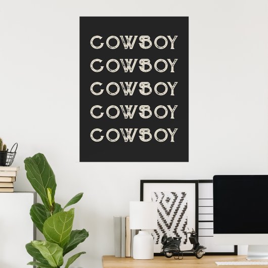 Poster Cowboy Western Typography Wall Art Cabine (Bureau à domicile)