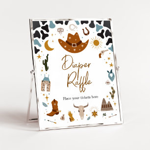 Poster Cowboy Wild West Baby shower Déchets Raffle