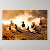 Poster Cowboys chasing wilding horses. roping and riding (Devant)