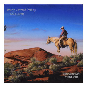 Poster Cowboys et Horses dans l'Ouest