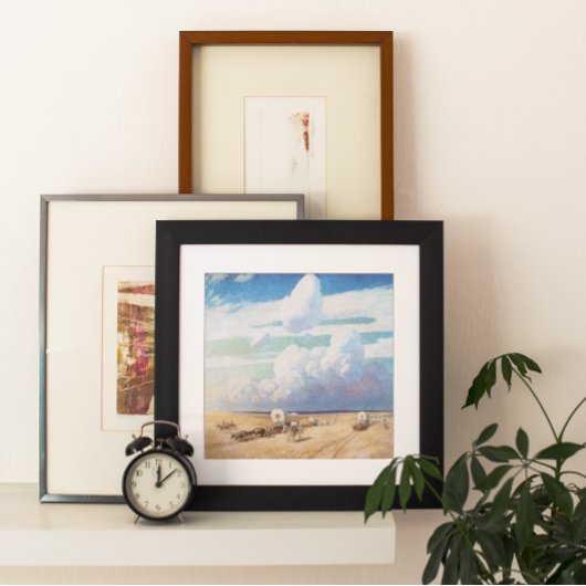 Poster Cowboys occidentaux vintages, Wagons couverts par