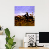 Poster "Cowboys Roping a Steer" par Charles M Russell (Bureau à domicile)