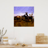 Poster "Cowboys Roping a Steer" par Charles M Russell (Cuisine)