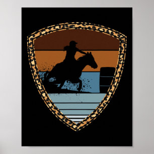 Poster Cowgirl Barrel Racing Horseback équitation Rodeo R