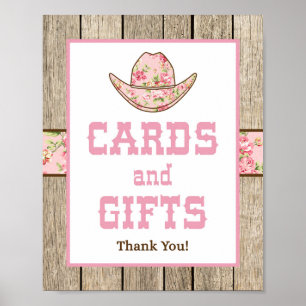 Poster Cowgirl Cartes & Cadeaux Panneau Western Party