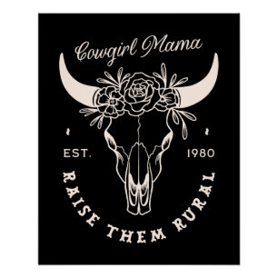 Poster Cowgirl country maman western esthétique citations