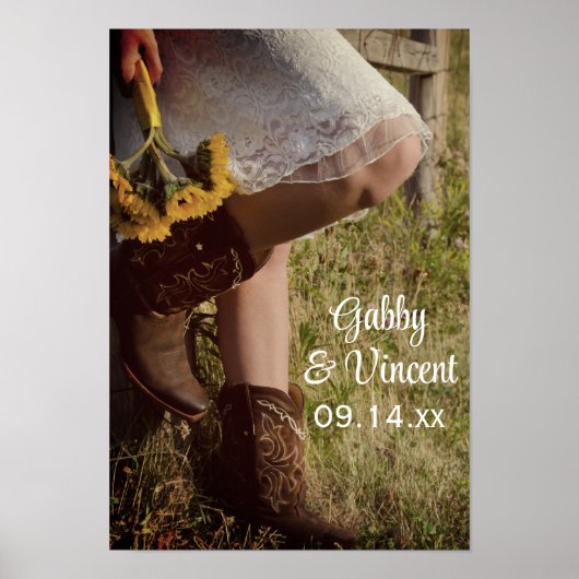 Poster Cowgirl et Sunflowers Country Mariage (Devant)