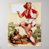 Poster Cowgirl Hitch a Ride Pin Up (Devant)