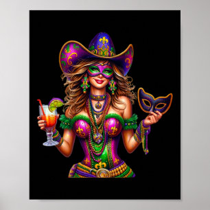 Poster Cowgirl perles Mardi Gras Parade Carnaval