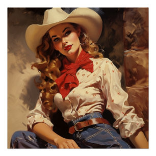Poster Cowgirl Reverie in Style : Wild West Whispers