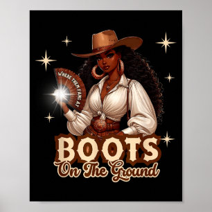 Poster Cowgirl Western en Bottes sur le Terrain Fille Noi