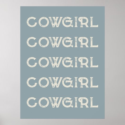 Poster Cowgirl Western Typographie Cabine de Ranch rétro (Devant)