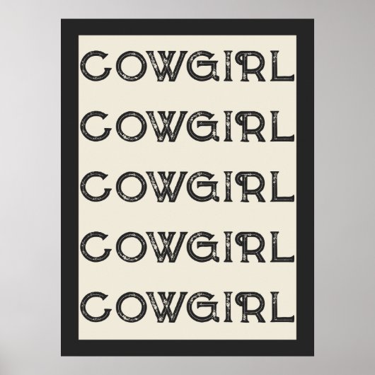 Poster Cowgirl Western Typographie Cabine de Ranch rétro (Devant)