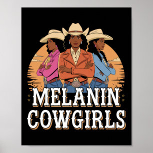 Poster Cowgirls à la mélanine Africaine Mélanine Cowgirl