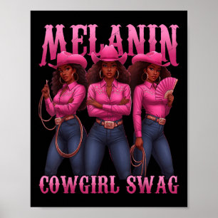 Poster Cowgirls Mélanine Africaines Cowgirl Mélanine Swag