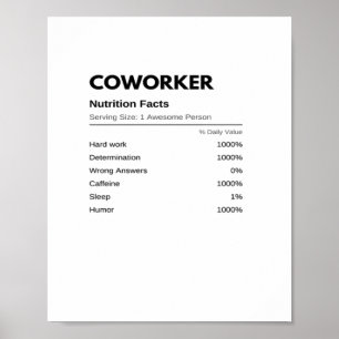 Poster Coworkers & collègues Funny Nutrition Facts Essen