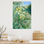 Poster Cowslips Primula veris sur une berge herbacée (Cuisine)