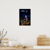 Poster Coyote Howling sur la lune (Cuisine)