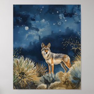 Poster Coyote sous les étoiles Nuit du désert