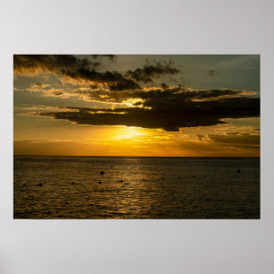 Poster Cozumel Mexique Coucher de soleil doré Océan
