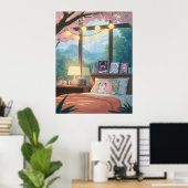 Poster Cozy Anime Bedroom Kawaii Cherry Blossom Anime (Bureau à domicile)