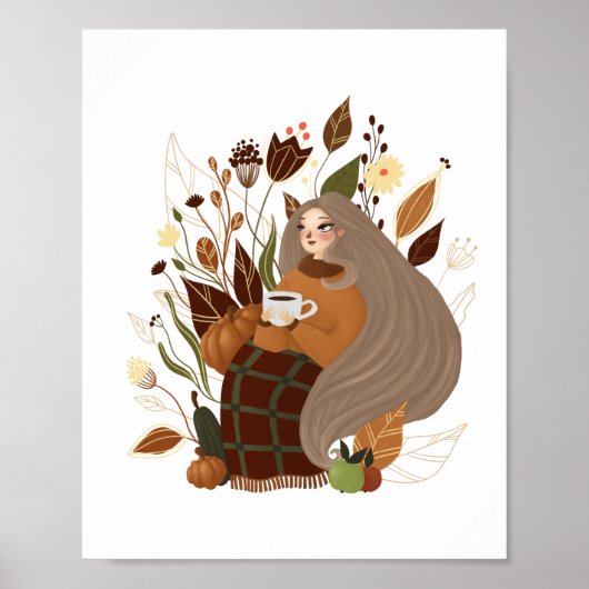 Poster Cozy Autumn Girl (Devant)