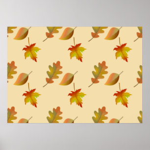 Poster Cozy autumn maple leaves oak leaves