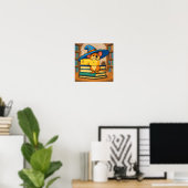 Poster Cozy Library Scene: Humorous Mirthful Mouse (Bureau à domicile)