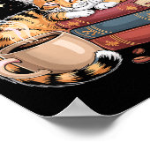 Poster Cozy Reading Cat Coffee And Books Lover Artwork (Coin)