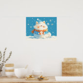 Poster Cozy Samoyed Dog with Mini Snowman (Cuisine)