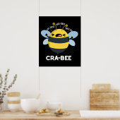 Poster Cra-bee Funny Crabby Bee Pun Dark BG (Cuisine)