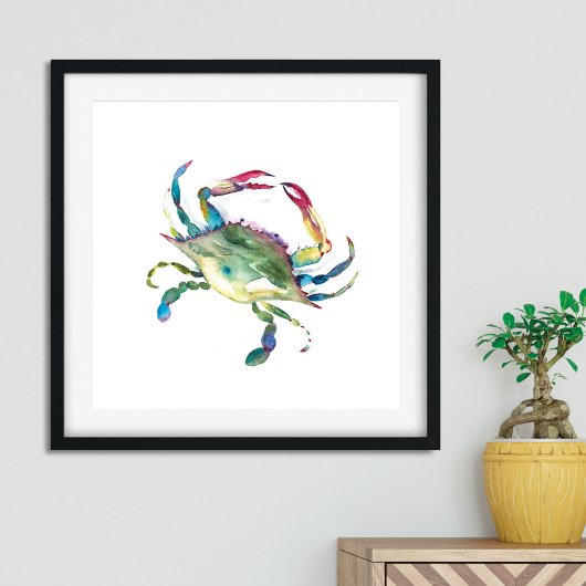 Poster Crabe bleu aquarelle