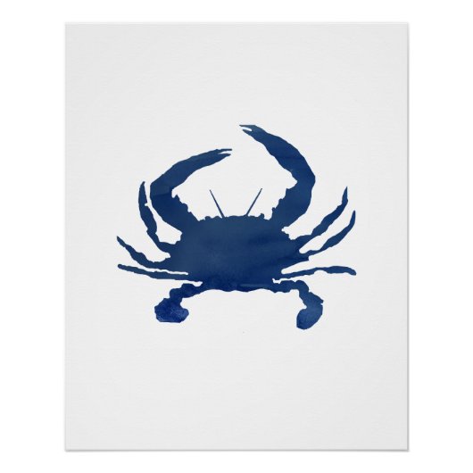 Poster Crabe bleu Aquarelle marine Art (Devant)