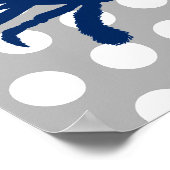 Poster Crabe Bleu Marine Gris et Points Blancs (Coin)