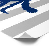 Poster Crabe bleu marine gris et rayure blanche (Coin)