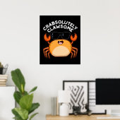 Poster Crabe Clawsome Funky Crab Pun Dark BG (Bureau à domicile)
