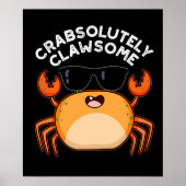Poster Crabe Clawsome Funky Crab Pun Dark BG (Devant)