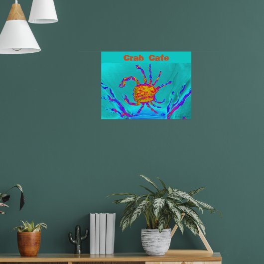 Poster Crabe Cool d'art marin Turquoise (Salon 1)
