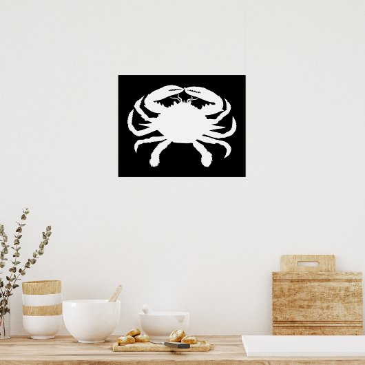 Poster Crabe noir et blanc (Cuisine)