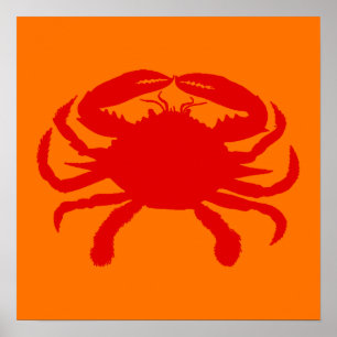 Poster Crabe Orange Rouge