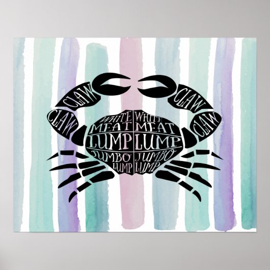 Poster Crabe poissonnier pêcheur charcuterie découpe art (Devant)