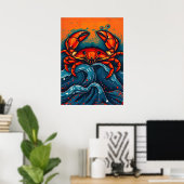 Poster Crabe rouge vif - Créature marine audacieuse dans (Bureau à domicile)