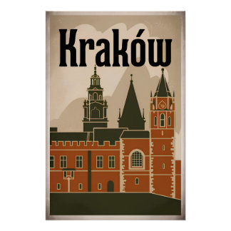 Poster Cracovie Pologne vintage