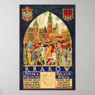 Poster Cracovie Polska Pologne Polen