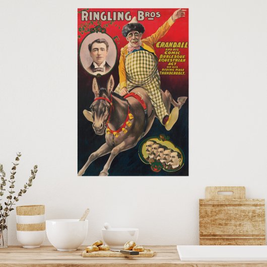 Poster Crandall Le Clown En Train D'Interpréter Sa Mule (Cuisine)