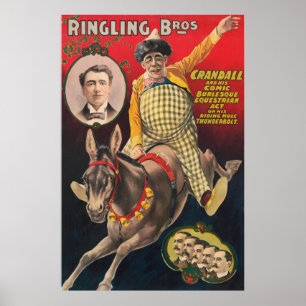 Poster Crandall Le Clown En Train D'Interpréter Sa Mule