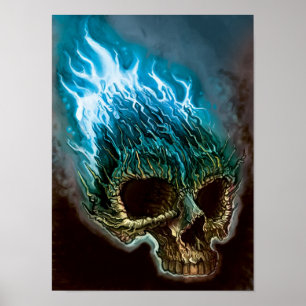 Poster Crâne à flamme bleue