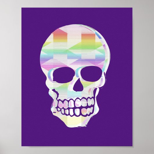 Poster Crâne à rayures de couleur (Devant)