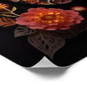 Poster Crâne à sucre artisanal coloré (Coin)