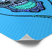 Poster Crâne à sucre DJ bleu (Coin)